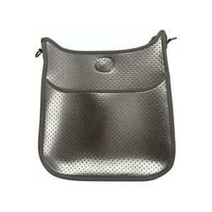 NEW AHDORNED mini perforated neoprene messenger bag in silver
